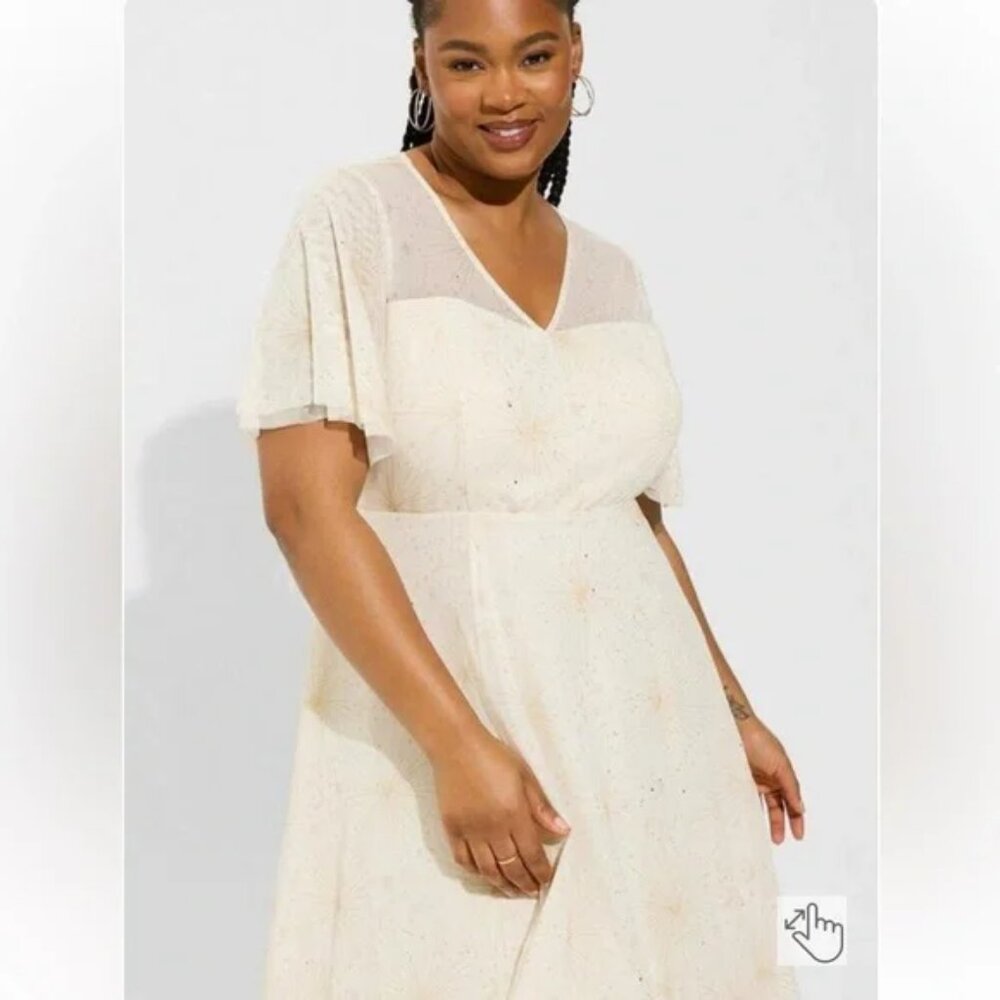 Torrid Midi Mesh Star & Moon Flutter Sleeve Dress - image 2